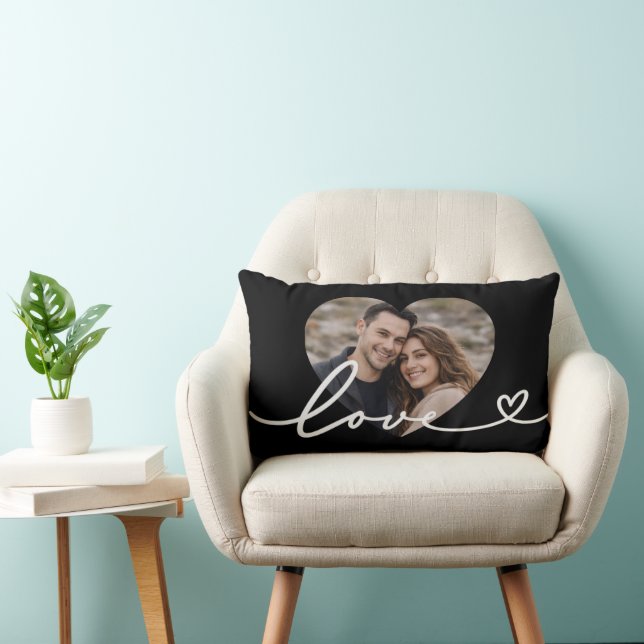 Personalized  Heart Photo  Lumbar Cushion (Chair)