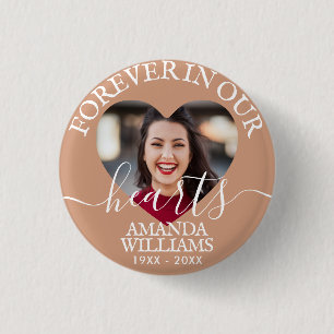 Personalized Heart Photo Memorial 3 Cm Round Badge
