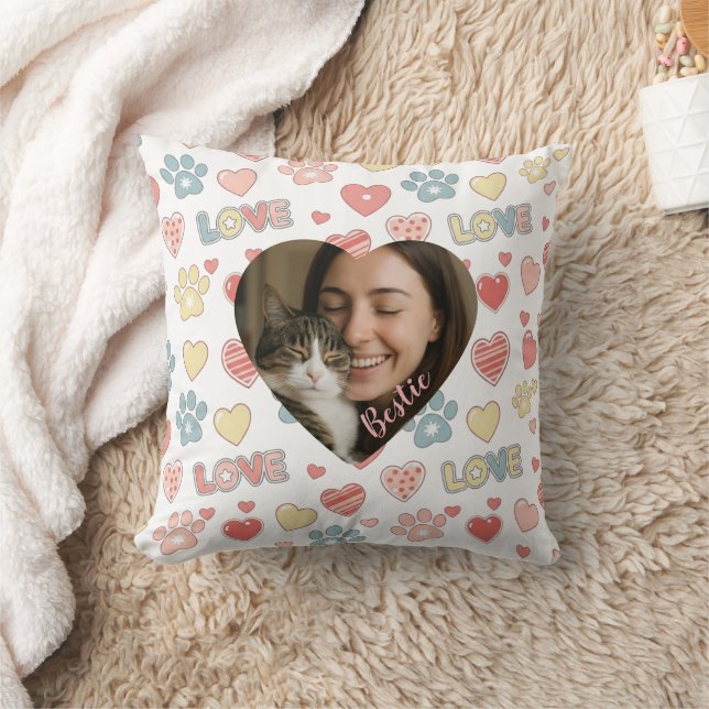 Personalized Heart Photo Pet & Owner Cushion (Blanket)