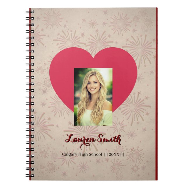 Personalized Heart Photo Spiral Notebook  (Front)