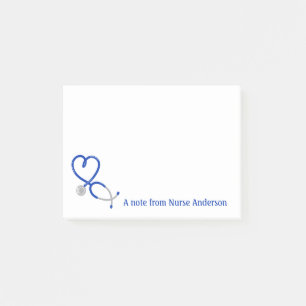 Personalized Heart Shaped Stethscope Nurse, Doctor Post-it Notes