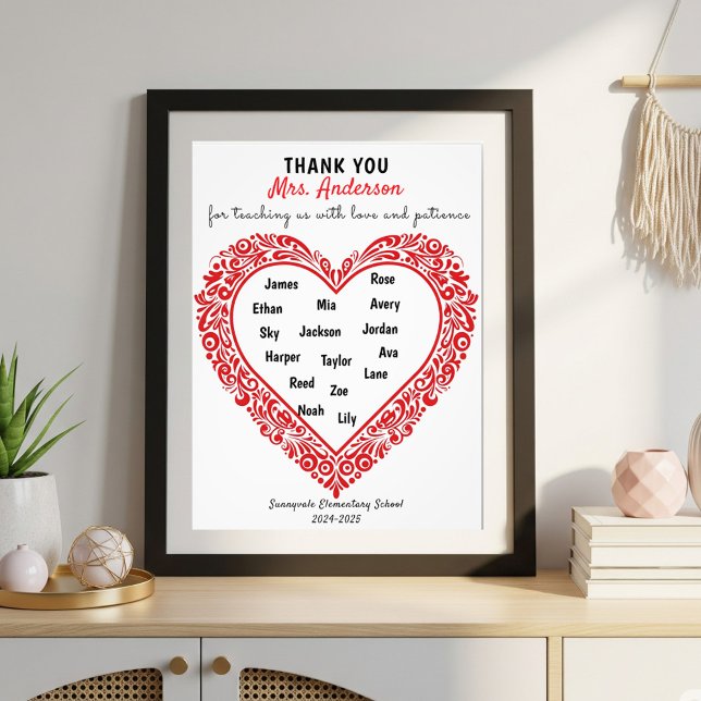 Personalized Heart Teacher Gift Poster (Creator Uploaded)