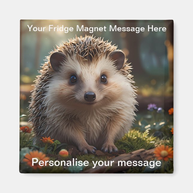 Personalized Hedgehog Cute Customizable Gift Magnet (Front)