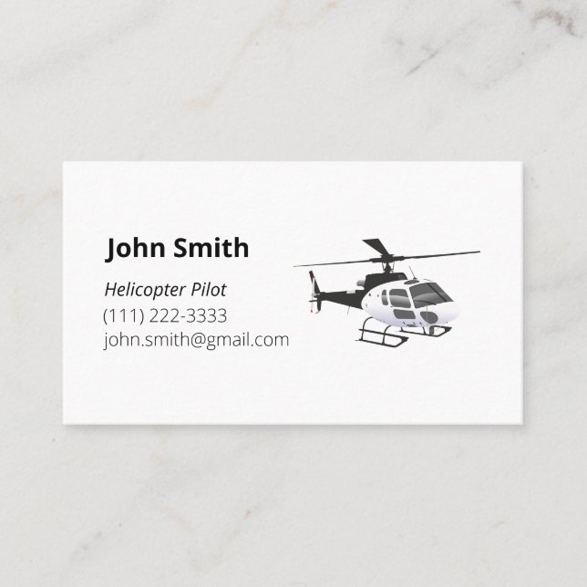 Personalized Helicopter Pilot Business Card (Front)