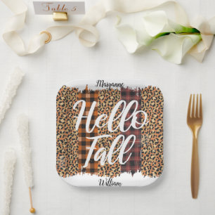 Personalized Hello Fall Paper Plate