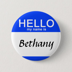Personalized Hello My Name Is Custom Name Blue 6 Cm Round Badge