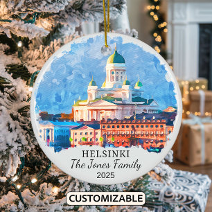 Personalized Helsinki Ornament, Finland Ceramic Ornament