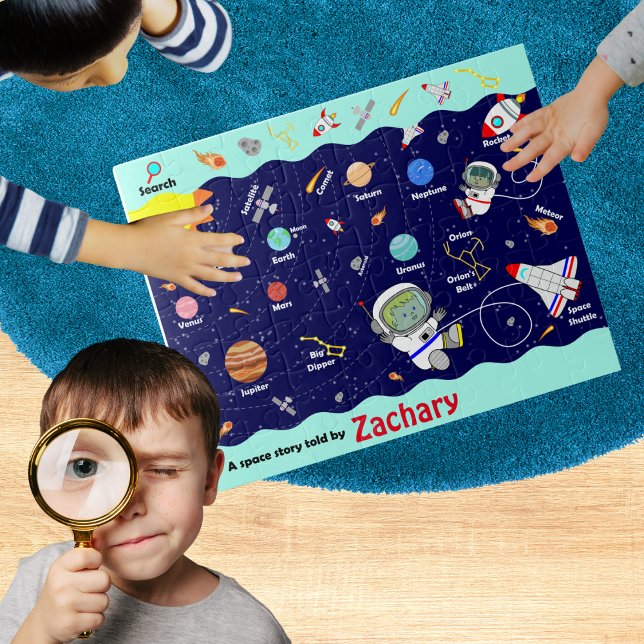 Personalized Hidden Object Hunt Educational Space Jigsaw Puzzle (Creator Uploaded)
