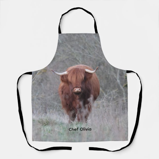 Personalized Highland Cow Apron (Front)