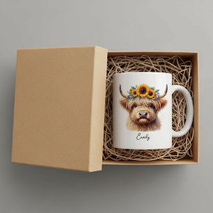 Personalized Highland Cow – Cute Rustic Large Coffee Mug