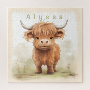 Personalized highland cow puzzle 