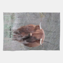 Personalized Highland Cow Teatowel