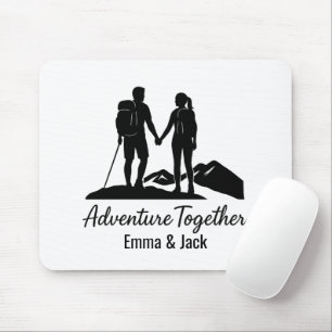 Personalized Hiking Couple Silhouette Minimalist Mouse Pad