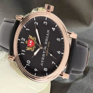 Personalized his & her name initials and monogram watch