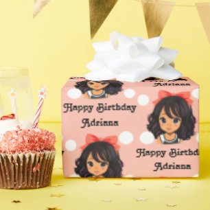 Personalized Hispanic Girl Birthday Wrapping Paper