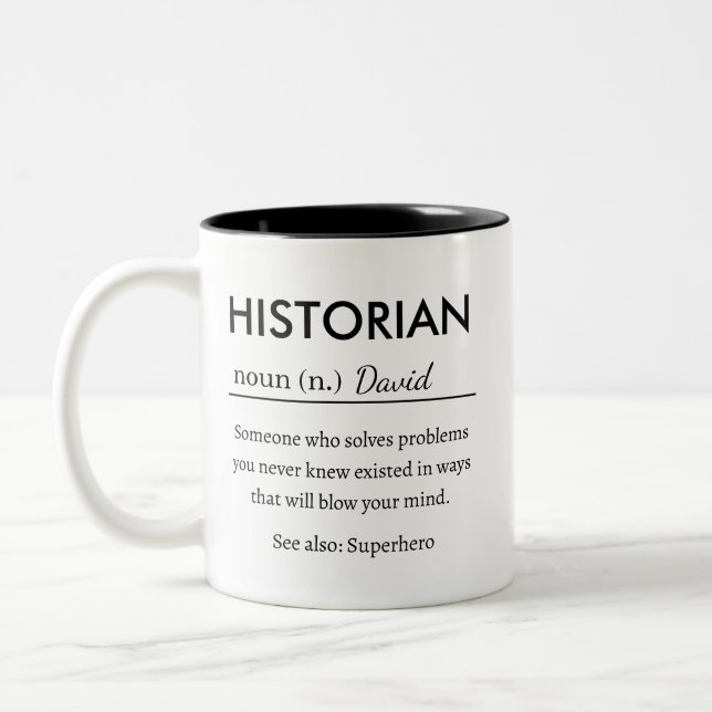 Personalized Historian Definition Two-Tone Coffee Mug (Left)