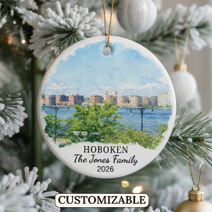 Personalized Hoboken Ornament, Custom New Jersey Ceramic Ornament