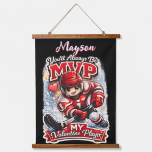 Personalized Hockey MVP My Valentine Player Hanging Tapestry