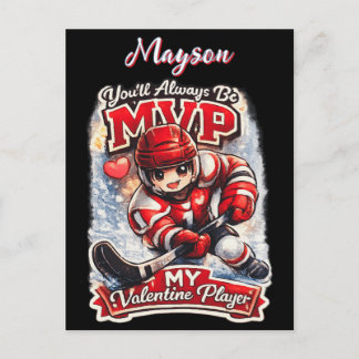 Personalized Hockey MVP My Valentine Player Postcard