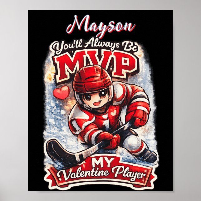 Personalized Hockey MVP My Valentine Player Poster (Front)