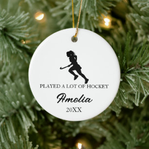 Personalized Hockey Ornament, Custom Sports Ceramic Ornament