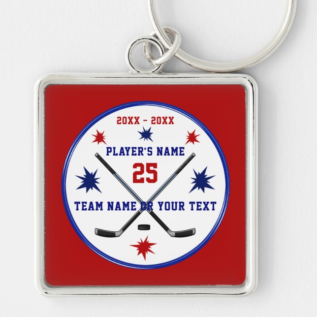 Personalized Hockey Team Gifts or Senior Hockey Key Ring (Front)