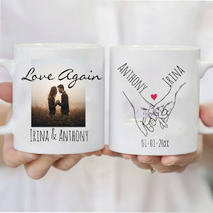 Personalized Holding Hands Couple Names & Date  Mug