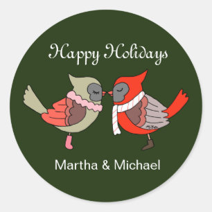 Personalized Holiday Card Seal Cardinal Couple