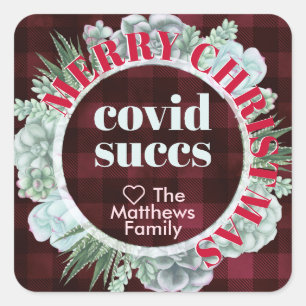 Personalized Holiday Humor 2020 Covid Succs Pun Square Sticker
