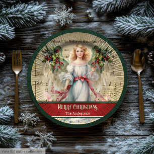 Personalized Holiday Paper Plates Angel Celebratio