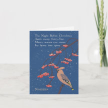 Personalized Holiday Poem Illustrated Waxwing Bird