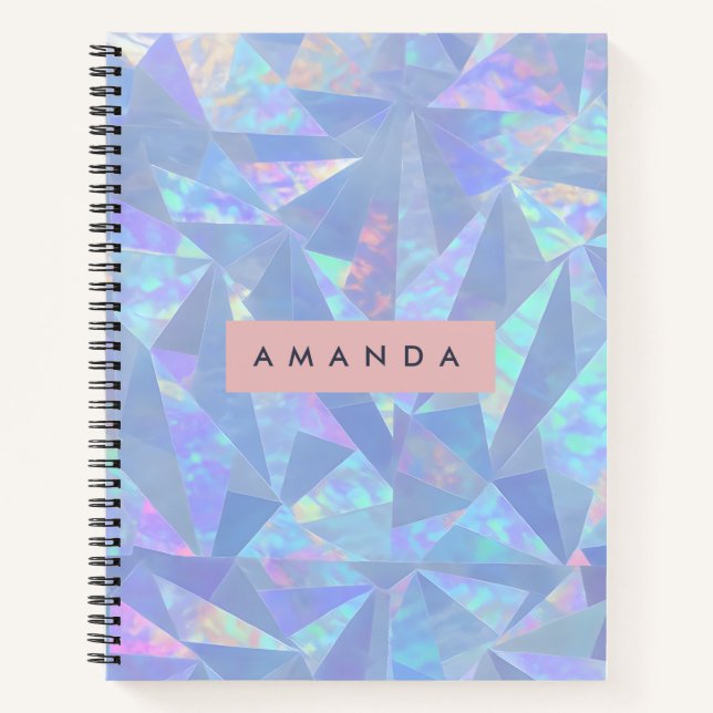 Personalized Holographic Iridescent Glass Notebook (Front)