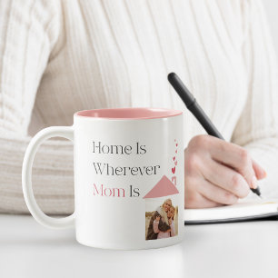 Personalized Home Is Wherever Mom Is Two-Tone Coffee Mug