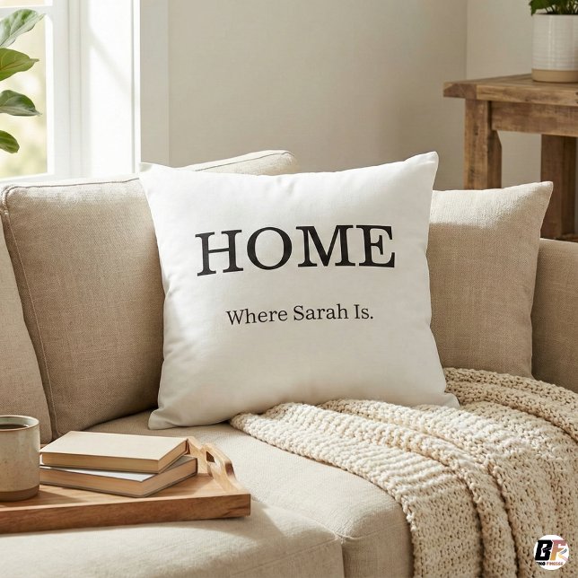Personalized Home Quote Minimalist Typography Cust Cushion (Creator Uploaded)