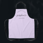 Personalized Homemade with Love Kitchen purple Apron<br><div class="desc">Let's get baking. Customize the script Name on this personalized purple apron. Seen here in red with white typography in a stylish treatment. Encourage the sweet baker in your life, a small business bakery owner with a special gift. Perfect for baking those yummy goodies, treats, cakes, cookies and more. Featuring...</div>