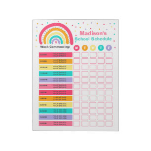 Personalized Homeschool Schedule Rainbow School Notepad