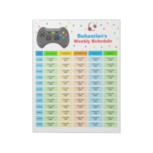 Personalized Homeschool Schedule Video Game School Notepad