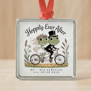 Personalized Hoppily Ever After Wedding Marriage Metal Ornament