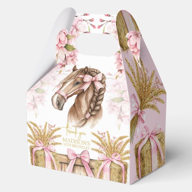 Personalized Horse Gift Girly Blush Pink Favour Box (Front)