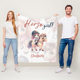 Personalized Horse Girl Dressage Rider Fleece Blanket