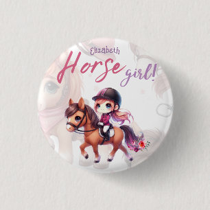 Personalized Horse Girl Dressage Rider Named 3 Cm Round Badge