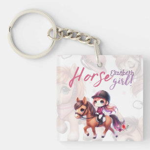 Personalized Horse Girl Dressage Rider Named Key Ring