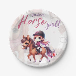 Personalized Horse Girl Dressage Rider Named Paper Plate