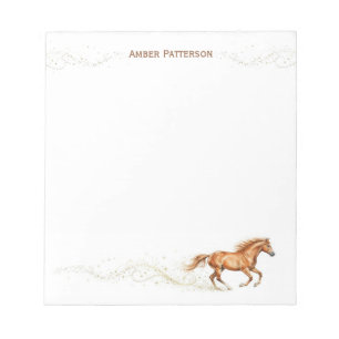 Personalized Horse Stationery Brown Horse Sparkles Notepad
