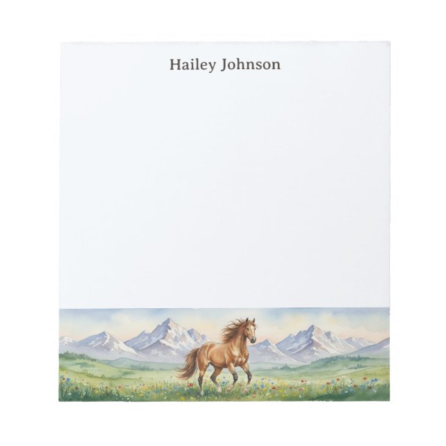 Personalized Horse Stationery Custom Name Notepad (Front)
