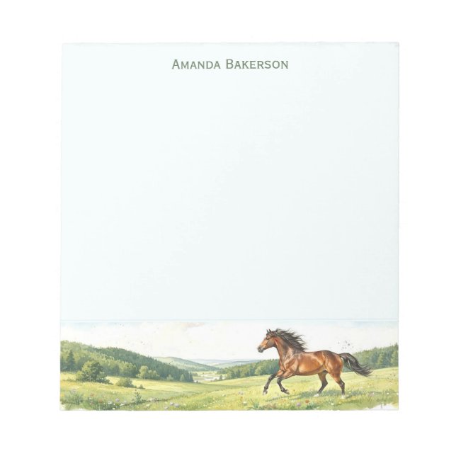 Personalized Horse Stationery Customized Name Notepad (Front)