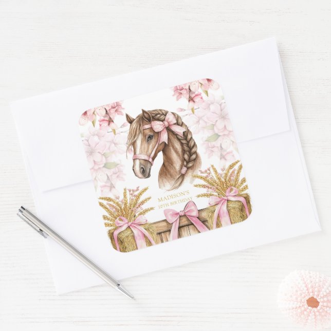 Personalized Horse Sticker – Blush Pink (Envelope)