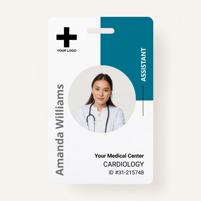Personalized Hospital Employee Logo & Photo  ID Ba ID Badge (Front)