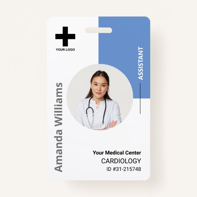 Personalized Hospital Employee Logo & Photo ID Bad ID Badge (Front)