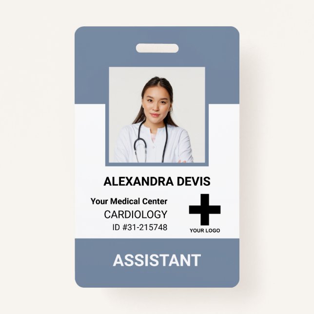 Personalized Hospital Employee Logo & Photo ID Bad ID Badge (Front)